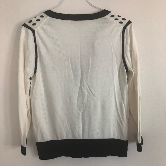 Loft Black & White Polka Dot Cardigan Sweater Pima Cotton Size Small - Picture 4 of 4